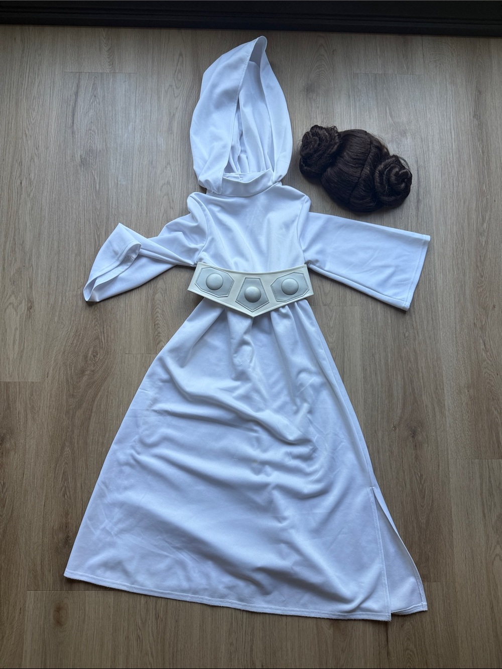 Girls Princess Leia Hooded Costume with Belt & wig